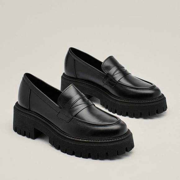 Nasty Gal Shoes - Leather Chunky Penny Loafers SOLD OUT STOCK
